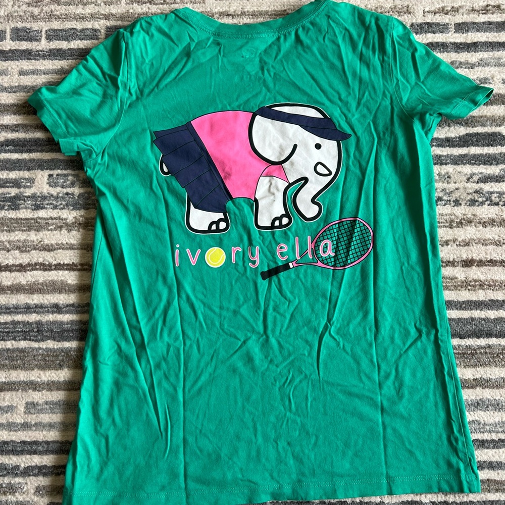 Ivory Ella Green Shirt “Tennis” Elephant Women’s